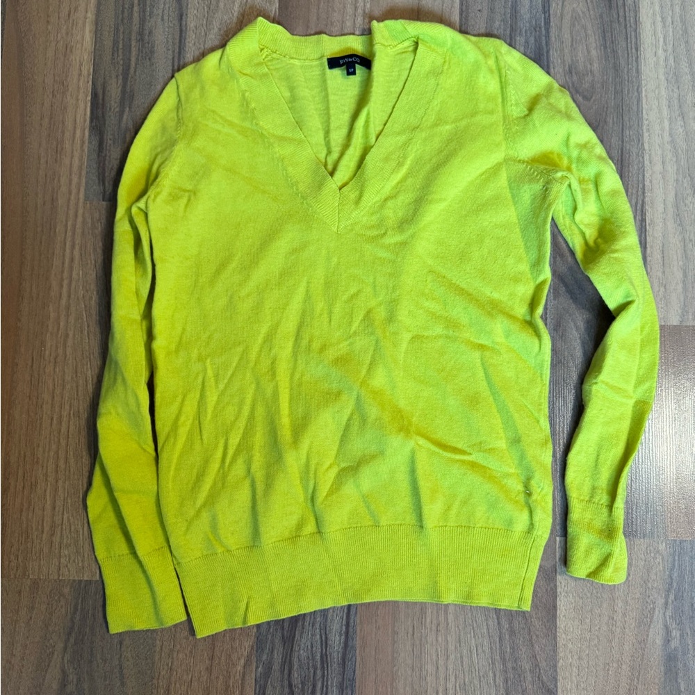 RW&CO. Women's V-Neck Sweater in Bright Yellow